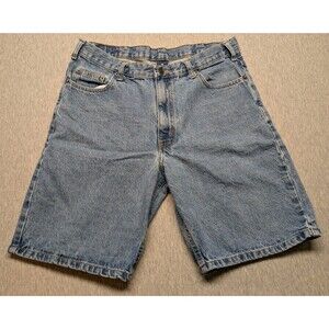 Full Blue Men's Blue Denim Jean Shorts Size 36 Repaired On Back See Pictures